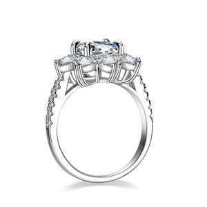 Stile classico anello Moissanite <span class=keywords><strong>925</strong></span> <span class=keywords><strong>argento</strong></span> D colore 1ct 2ct 3ct PassTest diamante GRA certificazione anelli diamanti Moissanite - Product Image 3