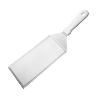 Spatule à steak en acier inoxydable de style japonais, manche en plastique, spatule plate pour la cuisson au teppanyaki, spatule anti-fuite pour les crêpes, la cuisson au barbecue