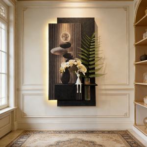 Pintura Decorativa de Arte en Piedra Arenisca 3D con Impresión UV Personalizada de Fábrica, Plantas Hidropónicas con Iluminación LED, Arte de Paisaje para Pared - Product Image 4