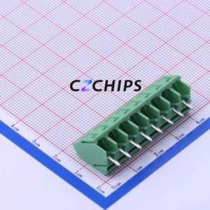 DB103-5.0-8P-GN-S Screw Terminal Block Through hole Component (THT),P=5mm Connector 1x8P 5mm Green Through Hole - Product Image 2
