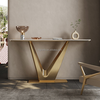 Nouvel arrivage de table console moderne de luxe en acier inoxydable table de marbre pour hall d'entrée meubles de salon table de présentation de villa