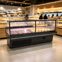 Comptoir réfrigéré commercial en verre plat pour la présentation de plats froids, charcuterie, fromages, pour hôtels et restaurants