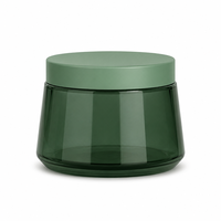 Pot cosmétique minimaliste trapézoïdal en PET avec couvercle plat à vis, hermétique, pour crème pour les mains et lotion corporelle, vente en gros ODM
