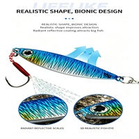 Promotion : Leurre métallique 7g-30g avec œil de poisson 3D réaliste et hameçon triple à plumes pour la pêche au saumon en lancer et jigging sur le bord du lac