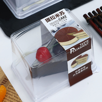 Conceptions de produits innovants Tiramisu Conteneur de stockage de gâteaux Boîte à gâteau au fromage rectangulaire en plastique PET avec fourchette