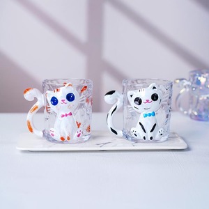 Caneca de Vidro 3D de Animais Fofos: Gato e Coelho Kawaii com Alça de Cauda para Crianças, Meninas e Presentes - Product Image 2