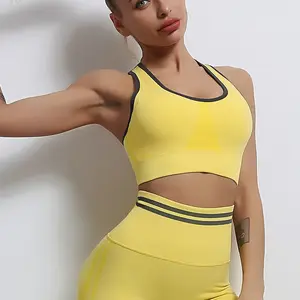 2 uds. Conjunto de Yoga sin costuras, ropa de entrenamiento de gimnasio de manga larga, mallas para mujer, conjuntos de ropa deportiva para mujer