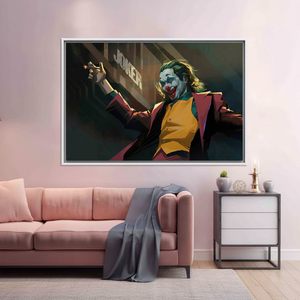 Unique Printed <b>Canvas</b> Artwork - Abstract Joker Design for Modern Decor,WHITE <b>FRAMED</b> <b>CANVAS</b> - Product Image 3