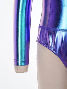 Maillot de Gimnasia Metálico para Niñas, Manga Larga, Cierre Frontal, Cuello Alto, para Competencia y Actuación, Hecho a Medida - Product Image 5