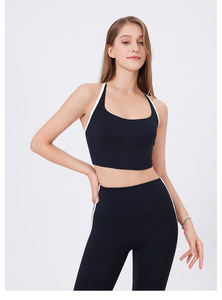 Wholesale Women Thin Halter T Strap Back Yoga Bra Stretch Padded Sports <b>Crop</b> <b>Top</b> Medium <b>Support</b> Gym Fitness Pilates Activewear - Product Image 3