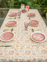 Nappe de table et set de table en coton Jahan-e-Hyderabad 3mm, style naturel écologique, imprimé floral, pour décoration intérieure, mariage, jardin, fête