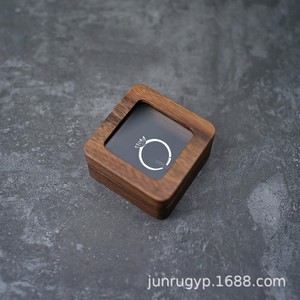 Walnut Wood Jewelry Box Square 5.5x5.5x2.5cm For Wedding <b>Ring</b> <b>Storage</b> - Product Image 4