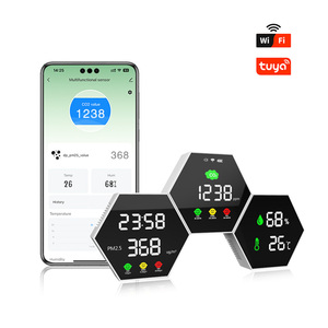 Jam Waktu Digital PM2.5 & Monitor CO2 dipasang di dinding suhu & kelembaban pengukur Gas penganalisis kualitas udara detektor karbon dioksida - Product Image 1