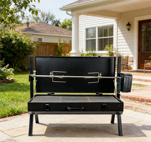 Mini <span class=keywords><strong>barbecue</strong></span> noir <span class=keywords><strong>à</strong></span> charbon <span class=keywords><strong>de</strong></span> bois <span class=keywords><strong>pour</strong></span> rôtir le poulet sur broche - Product Image 2