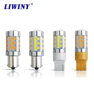 Liwiny หลอดไฟท้าย LED 4014 T20 1157, หลอดไฟแอลอีดีสีอำพันสีแดงสว่างมาก