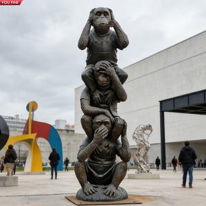 ブロンズ製三猿像セットベンチ、屋外公園庭園装飾用 - Product Image 4