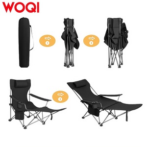 Silla reclinable plegable Woqi 160x56x88 cm con marco de aluminio, tela Oxford, para uso en exteriores y jardín, con reposapiés y almohada. - Product Image 4