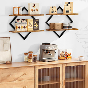 Ensemble d'étagères flottantes en bois 2 pièces, <span class=keywords><strong>rangement</strong></span> mural écologique pour la maison, le salon, la chambre à coucher, la cuisine, le bureau et la salle de bain - Product Image 2