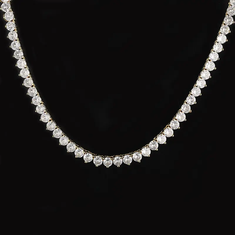 Collar personalizado de Plata de Ley 925 para hombre, cadena con diamantes de circonia cúbica