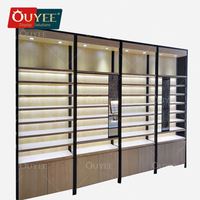 Meuble de rangement personnalisable OUYEE OY-054 vert peint, unique et attrayant, pour présentation de lunettes en opticien, avec tige de présentation et verre trempé