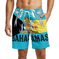 Nouveaux shorts de plage pour hommes Bahamas 2026 – Motif drapeau de la Journée de l'Indépendance des Bahamas – Shorts imprimés intégralement – Essentiels pour l'été et la plage