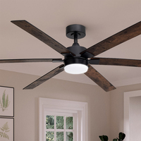 Ventilateur de plafond de style européen noir mat 60 avec minuterie intelligente, lumière LED silencieuse, lumière LED pour la maison, salon, chambre à coucher