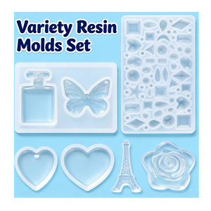 Kit de fabrication de bijoux en résine prêt à offrir avec résine transparente dure, lumière UV, moules en silicone, accessoires et fournitures - Product Image 5