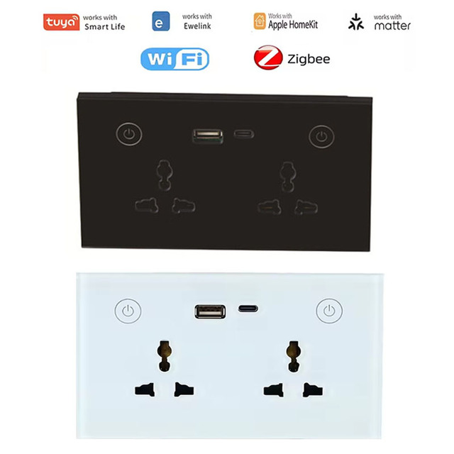 147 Tuya E-welink WiFi Zigbee HomeKit Matter Smart Universal Switch Socket USB+Type C Remote Touch Switch Voice Control by Alexa