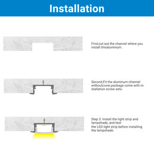 Profil de canal de bande lumineuse LED en aluminium à montage mural intégré, bande lumineuse COB pour chambre à coucher, <span class=keywords><strong>cuisine</strong></span>, salon - Product Image 4