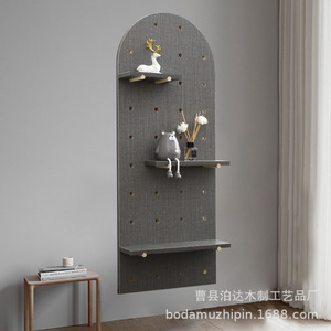 Pegboard Wall Mounted <b>Storage</b> Rack Solid Wood Modern Simple Design For <b>Kitchen</b> Living Room Bedroom Shelf - Product Image 3