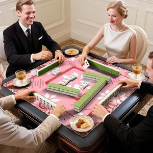Premium espesado impermeable antideslizante reducción de ruido Mahjong Mat Mahjong <span class=keywords><strong>solitario</strong></span> juegos de mesa y dominó en polvo de melocotón - Product Image 3