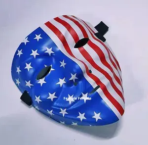 Baige หน้ากากครึ่งหน้าเรืองแสงฮาโลวีนสไตล์ธงชาติอเมริกันพร้อมรูปตัววีวัสดุ PVC สีดำสำหรับงานเลี้ยงคอสเพลย์ - Product Image 3