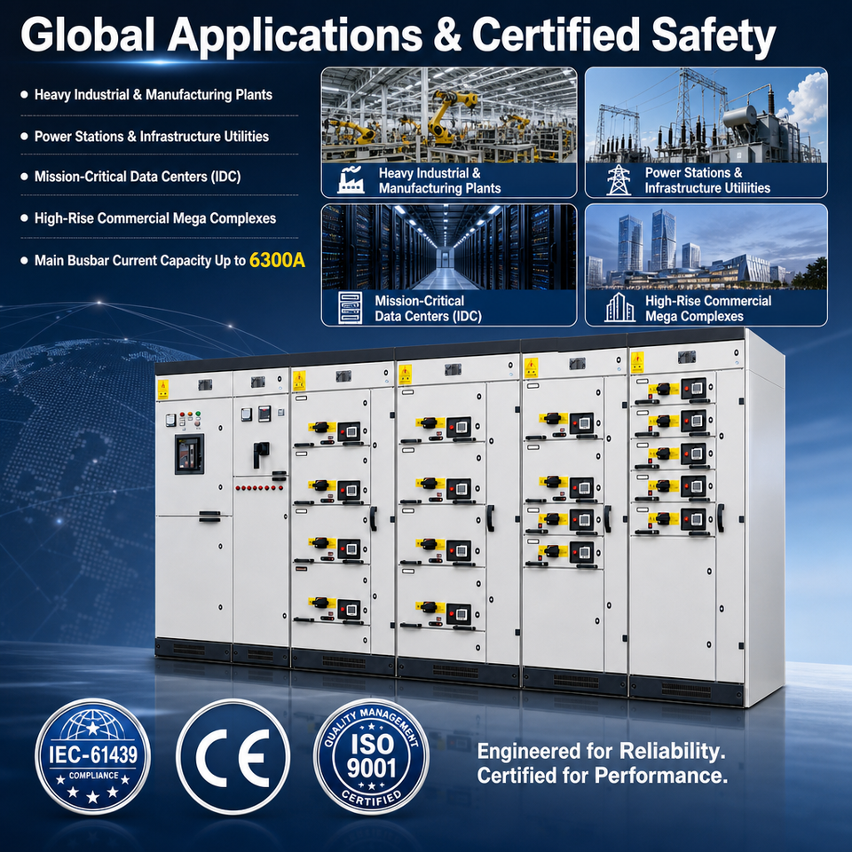GCS Power Distribution Panel OEM 220-690V 16A-6900A Drawer Cabinet 50kA ...