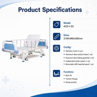 Lit d'hôpital manuel certifié CE avec freins indépendants, roulettes et barrières latérales en alliage d'aluminium pour les établissements médicaux et les soins à domicile