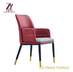 Chaise de salle à manger contemporaine de luxe en cuir PU coloré pieds en métal et en fer meubles de maison minimalistes modernes salon d'hôtel - Product Image 3