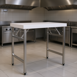 Mesa de Trabajo Plegable para Cocina Comercial, 34x24x32, Acero Inoxidable con Acabado Pulido, Independiente - Product Image 2