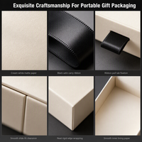 Boîte cadeau portable de luxe personnalisée en blanc crème avec poignée en ruban noir pour cosmétiques, nouveau design pour le marché américain