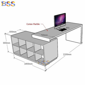 Colore bianco Boss ufficio scrivania con mensola a forma di L segretario tavolo piccolo angolo ufficio tavolo per la vendita - Product Image 2