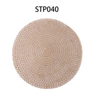 Wholesale Eco-Friendly Certified PVC Anti-Scald Hemp <b>Woven</b> Faux Leather Kitchen Table Drain Mat <b>Coasters</b> Hollow Design Pad - Product Image 2