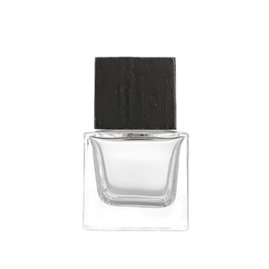 Botella de perfume cuadrada transparente (30ml, 50ml, 100ml), tapa de madera de haya negra, dispensador de perfume, botella de vidrio, botella vacía - Product Image 4