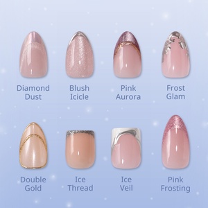 Uñas Postizas de Gel Suave de Invierno, Cortas, Almendradas, de Lujo, con Pegamento, Diseño 3D, Ojo de Gato, Punta Francesa, Uñas a Presión, Venta al Por Mayor - Product Image 1