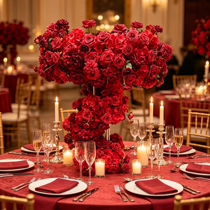 Wedding Flower Aisle <b>Runner</b> Artificial Red Flower <b>Runner</b> Silk Rose Flower <b>Runner</b> Wedding Table for Event Decoration - Product Image 1