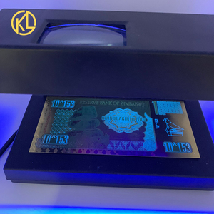 1000 pièces <span class=keywords><strong>Zimbabwe</strong></span> Billet D'or Quinquagintillion Dollars en boîte Noire avec certificat et La Lumière UV pour collection - Product Image 6