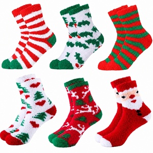 Chaussettes en polaire corail pour femme, style Noël, épaisses, en velours, motif renne de dessin animé, chaudes, mi-épaisses, collection automne-hiver - Product Image 4