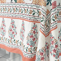 Nappe circulaire en lin 100% motif Panama avec impression numérique personnalisée