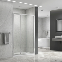 Cabines de douche en verre transparent de 10 mm, semi-sans cadre, fabrication en usine avec fonction de fermeture douce, porte de douche en verre