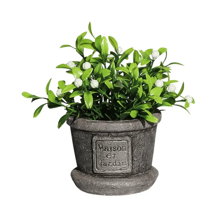 Jardinagem personalizada em 5 cores de 12 cm, pequena letra preta, pote de prata, frutas, bonsai, plantas artificiais em vasos