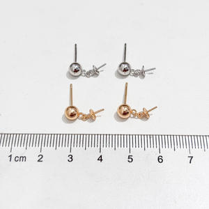 22680 Accessoires en perles DIY Boucles d'oreilles en argent S925 avec perles rondes de 5 mm et perles de 9 à 15 mm Boucles d'oreilles élégantes en perles rondes - Product Image 4