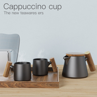 Mug à expresso en céramique haute qualité et bois de noyer, fait main par DHPO, avec poignée en bois, écologique, capacité personnalisable