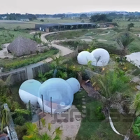 Tente bulle gonflable géante de luxe pour l'extérieur, double chambre, hôtel bulle de glamping avec salle de bain